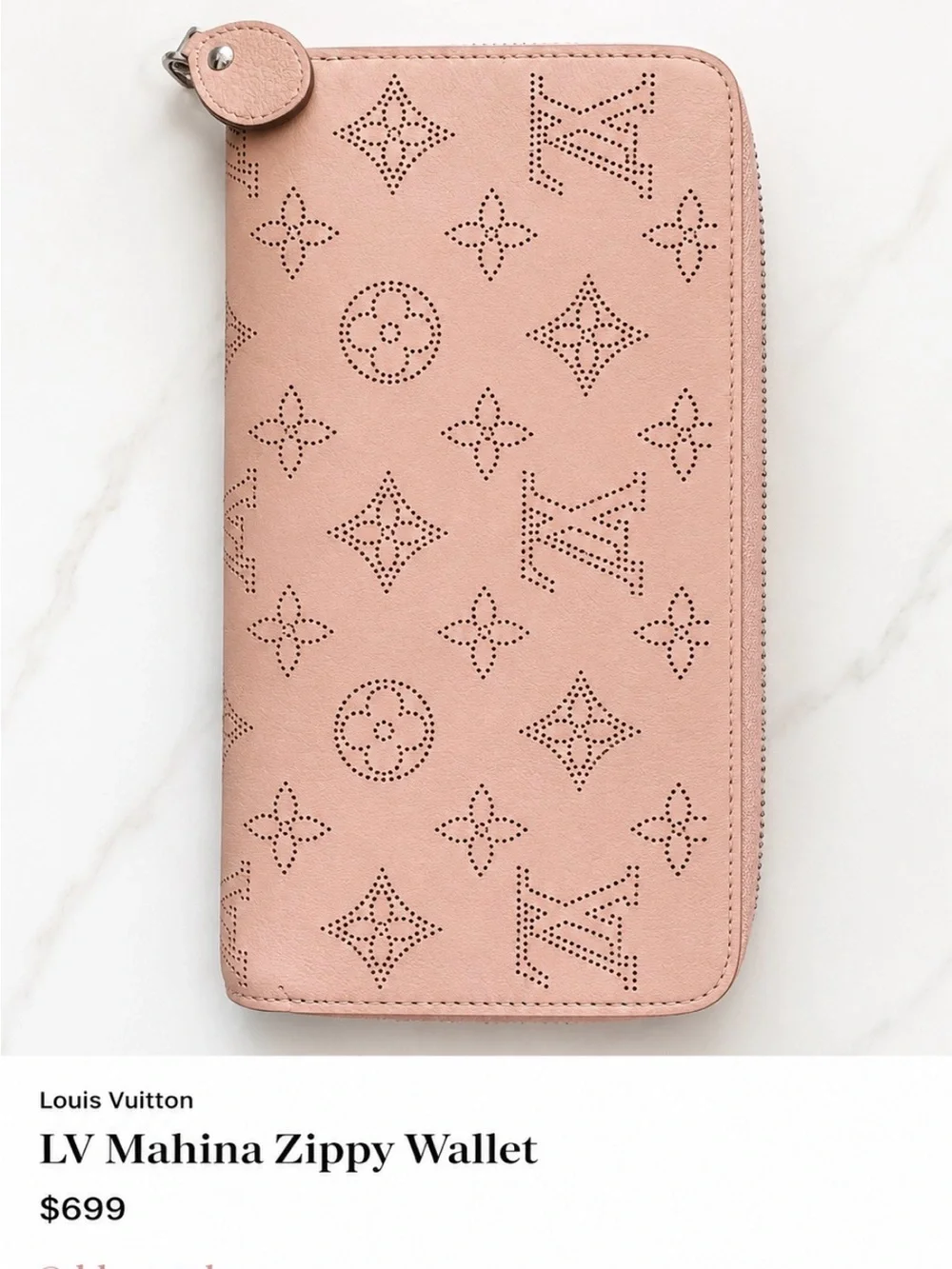 Louis Vuitton Pink Mahina Perforated Zippy Wallet